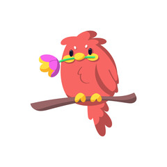 Isolated cute bird on a branch Vector illustration