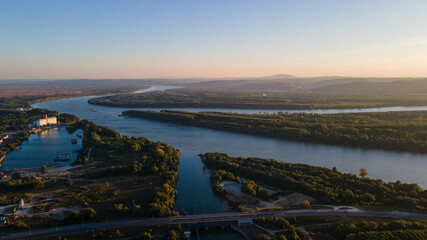 The estuary of the River Tamis with Danube towards Pancevo, Serbia.