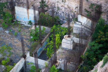 steel reinforcement bar at the construction during the construction of the building