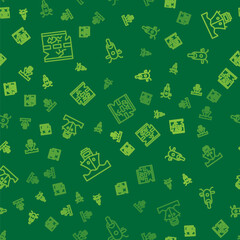 Set line Broken road, Cargo ship and Scooter on seamless pattern. Vector