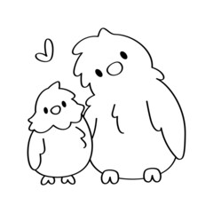 Pair of cute birds in love with a heart shape Vector illustration