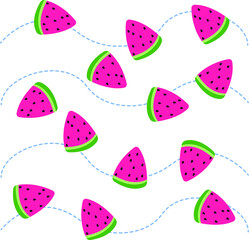 watermelon pattern sweet summer fruit.  vector image of food