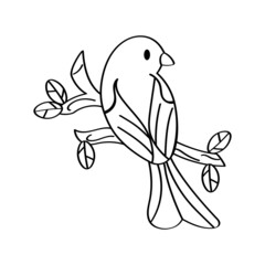 Isolated cute bird on a branch Vector illustration