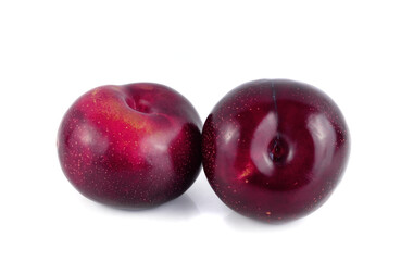 Fresh red cherry plum fruit isolated on white background