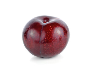 Fresh red cherry plum fruit isolated on white background