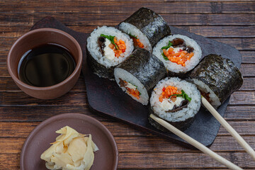 Japanese sushi - fast food. Asian traditional snack