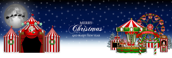 merry christmas banner with funfair and circus  © Angelica
