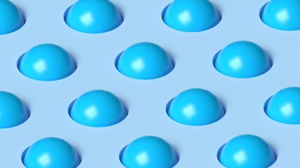 abstract background pattern blue spheres in the floor 3d render