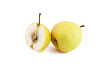 Ripe pear fruit isolated on white background