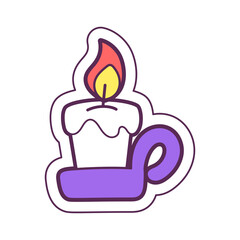 Isolated cute halloween candle with fire icon Vector illustration