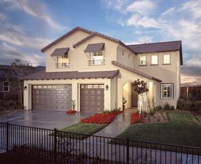 New Home architecture. House with landscaping