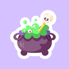 Isolated cute halloween witch cauldron icon Vector illustration