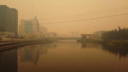 The city of Yakutsk in the smoke from forest fires in Yakutia in 2021