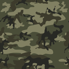 Fototapeta premium Forest vector camouflage background, army texture, hunting design.