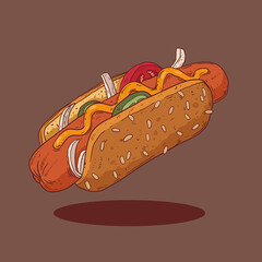 Vector illustration of hot dog