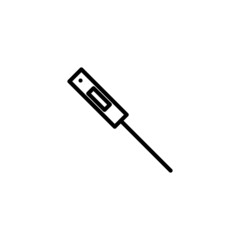 Vector meat thermometer line icon. Editable stroke. Minimal kitchen illustration. Simple thermostat pictogram.