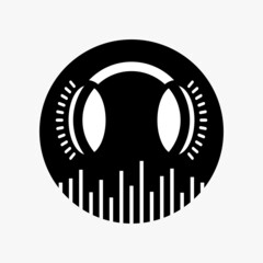 headphone icon with music stream in round. Abstract business logo icon design template