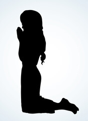 Vector image of the praying girl
