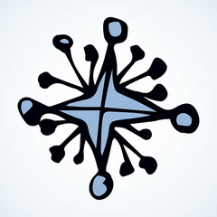 Cute snowflake. Vector freehand drawing