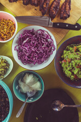 Taco lunch ingredients on the table