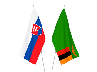 Republic of Zambia and Slovakia flags