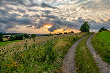 Country landscape in sunshine in Germany