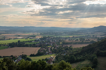 Country landscape over village Schaumburg in Germany