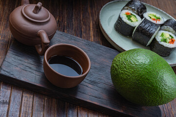 Japanese sushi - fast food. Asian traditional snack
