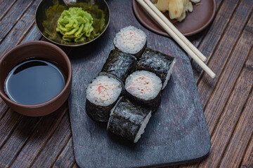 Japanese sushi - fast food. Asian traditional snack