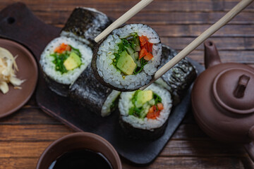 Japanese sushi - fast food. Asian traditional snack