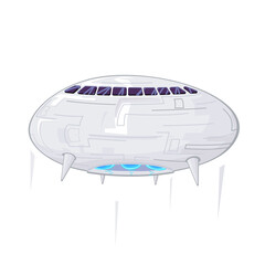 The unidentified flying object cartoon (UFO) isolated on white background.Vector illustration of alien spaceship.