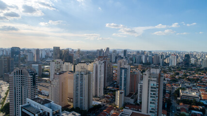 Fototapeta premium Aerial drone view of the Brooklin neighborhood in São Paulo, Brazil. Beautiful new buildings for housing and offices