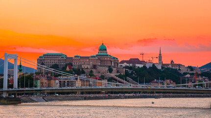 Fototapeta premium Panoramic view of Budapest Castle, Hungary.