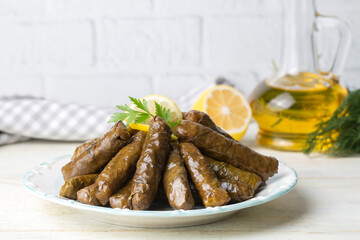 
Traditional delicious Turkish foods; stuffed leaves (yaprak sarmasi)