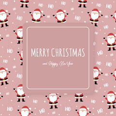 Christmas card with smiley Santa Claus and wishes. Vector