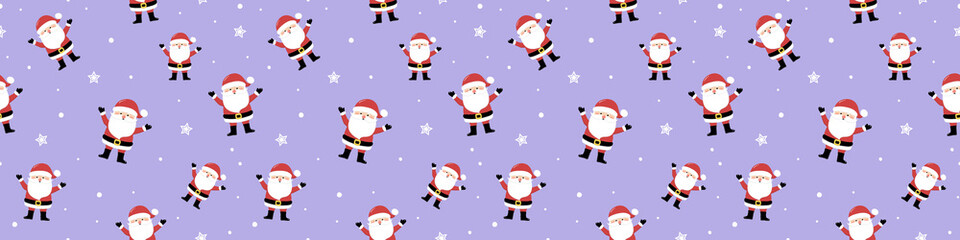 Christmas texture with Santa Claus. Seamless pattern. Panoramic header. Vector