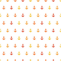 Seamless pattern with tiny yellow and orange anchors.