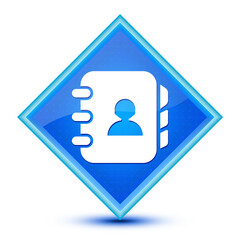Contact book icon isolated on special blue diamond button illustration