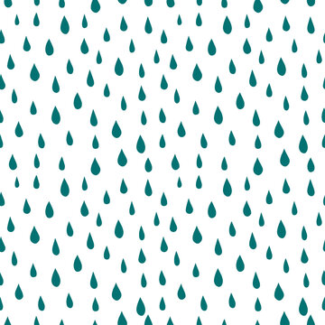 Seamless pattern with green raindrops