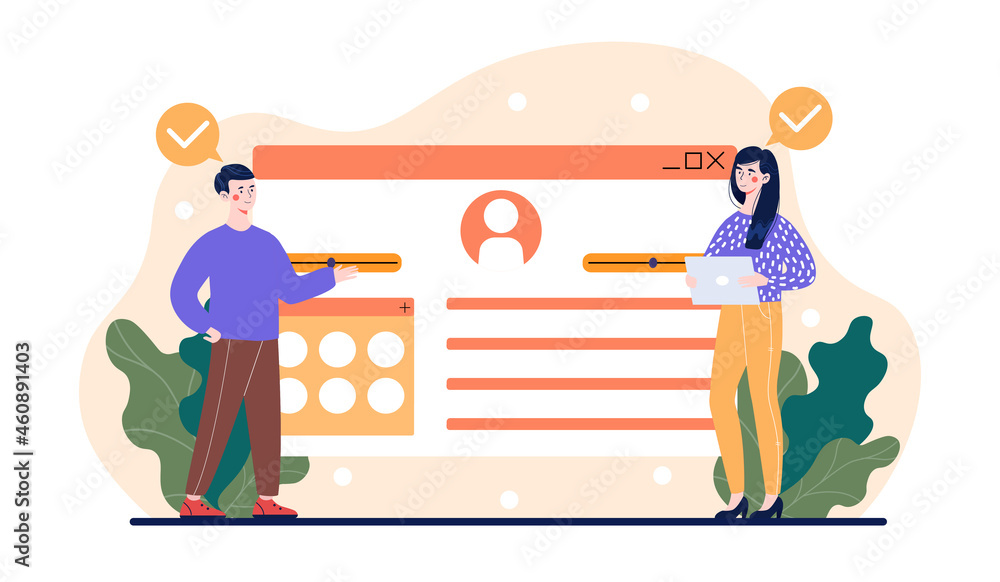 Poster designers working on website. development of concept page for computer users. employees work in offi