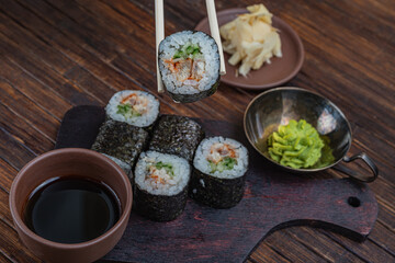 Japanese sushi - fast food. Asian traditional snack
