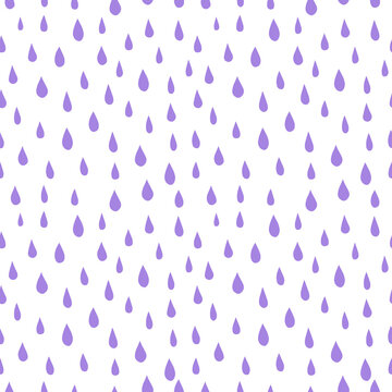 Seamless pattern with purple raindrops