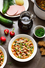 Cold russian soup Okroshka