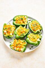 Baked green bell peppers