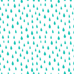 Seamless pattern with blue raindrops