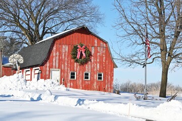 Wreath on Old Red Barn
