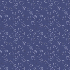 baby print seamless pattern heart flowers for kids vector illustration