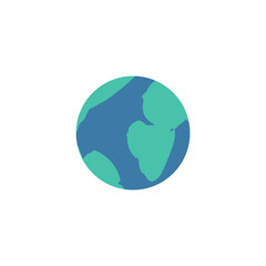 Planet Earth cartoon icon or symbol flat vector illustration isolated on white.
