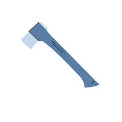 Steel axe tool cartoon icon or sign flat vector illustration isolated on white.