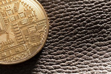 Golden crypto virtual currency coin